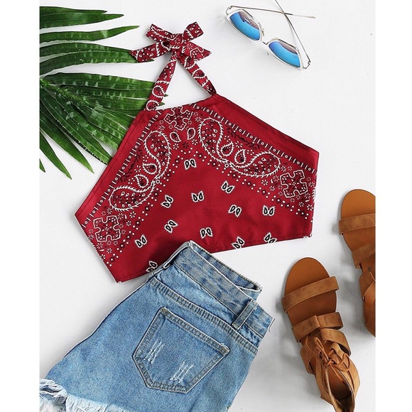 Dolls Kill Tops - 90s Bandana Crop Top ♣️